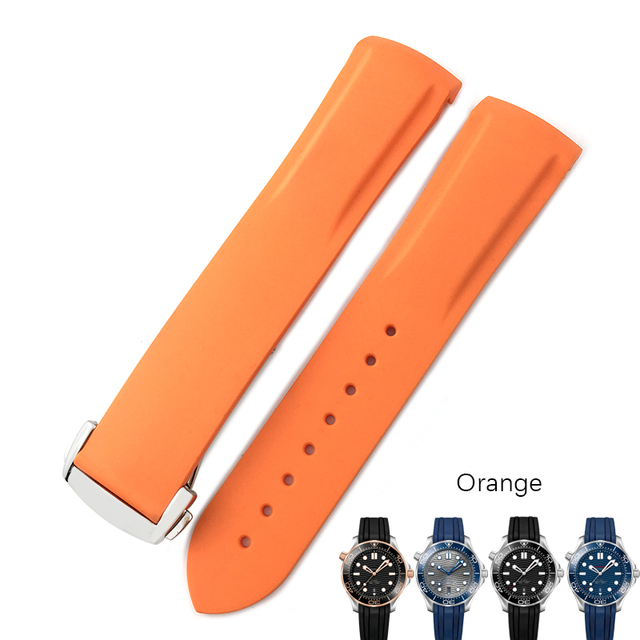 18mm 19mm 20mm 21mm 22mm rubber silicone watches bands for Omega 300 speedmaster strap brand watchband blue black orange