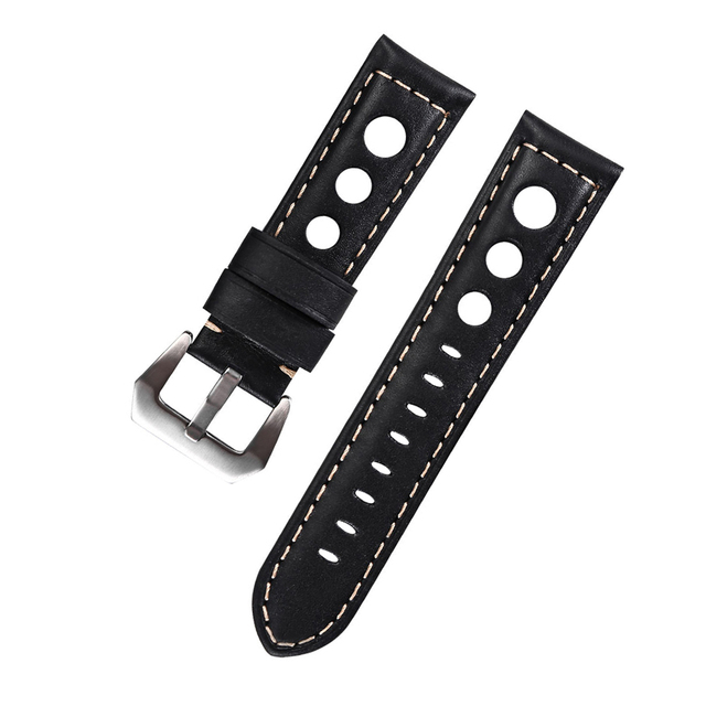 Genuine Leather Watch Strap for Men, Vintage, Brown, 20mm, 22mm, 24mm, 3 Holes, Soft, Breathable