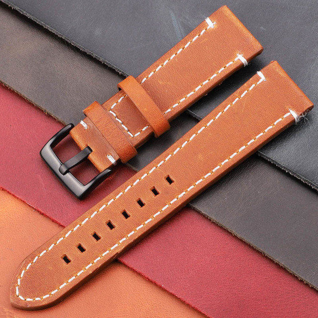 Vintage Genuine Leather Watchbands 7 Colors Strap 18mm 20mm 22mm 24mm Women Men Cowhide Watch Band Accessories Strap