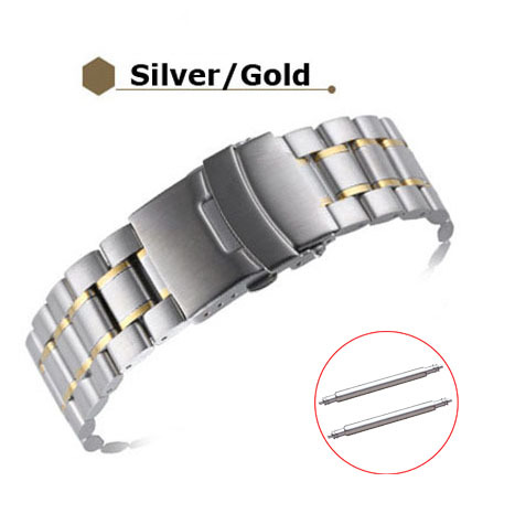 Stainless Steel Watch Band 18mm 20mm 22mm 24mm Strap Wristband Curved End Watch Strap Double Lock Buckle Replacement Wrist Strap