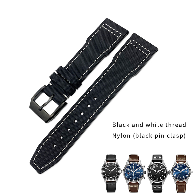 20/21/22mm High Quality Calfskin Leather Nylon Watch Strap Fit For IWC Pilot SPITFIRE MARK18 PORTOFINO Best Gun IW3777 Watchband