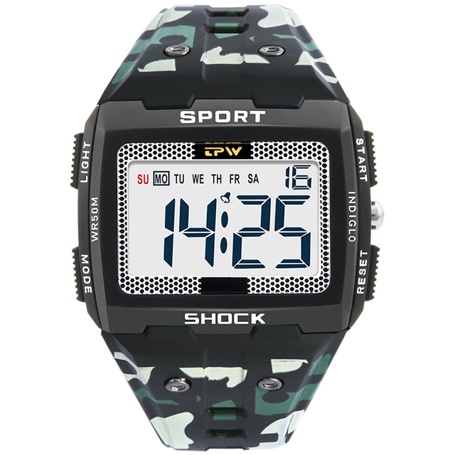 Large numbers easy to read 50m water resistant men digital watch outdoor sports