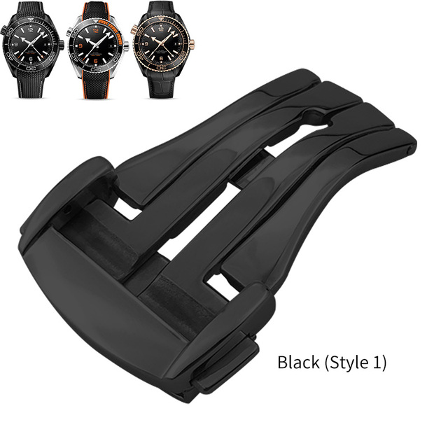 16mm 18mm 20mm Pointed Deployment Buckle for Omega Rubber Leather Watch Strap Black Rose Gold Stainless Steel Butterfly Clasp