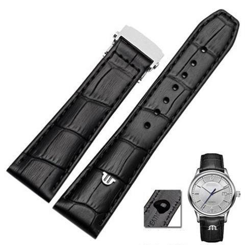 ل موريس LACROIX Eliros watchband الطبقة الأولى جلد العجل 20 مللي متر 22 مللي متر مع للطي مشبك أسود براون البقر جلد طبيعي حزام