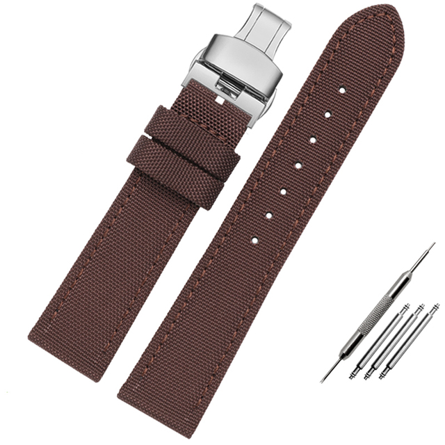 Canvas Leather Bottom Watch Band Replacement For Tissot For Seiko Nylon Strap For Timex Watch Accessories 18mm 20mm 21mm 23mm