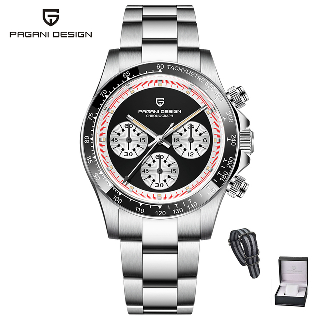 PAGANI new design classic men's quartz watch ceramic bezel stainless steel waterproof clock luxury sapphire glass chronograph