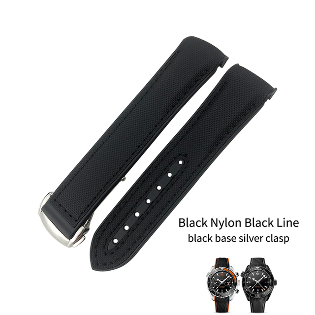 20mm 21mm 22mm Nylon Rubber Leather Watch Band Fit For Omega 300 Planet Ocean 600 Black Canvas Orange Silicone Strap