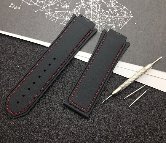 Luxury Brand Black 29*19mm Nature Silicone Rubber Watchband Watch Band For Hublot Strap For King Power Chain With Logo Tools