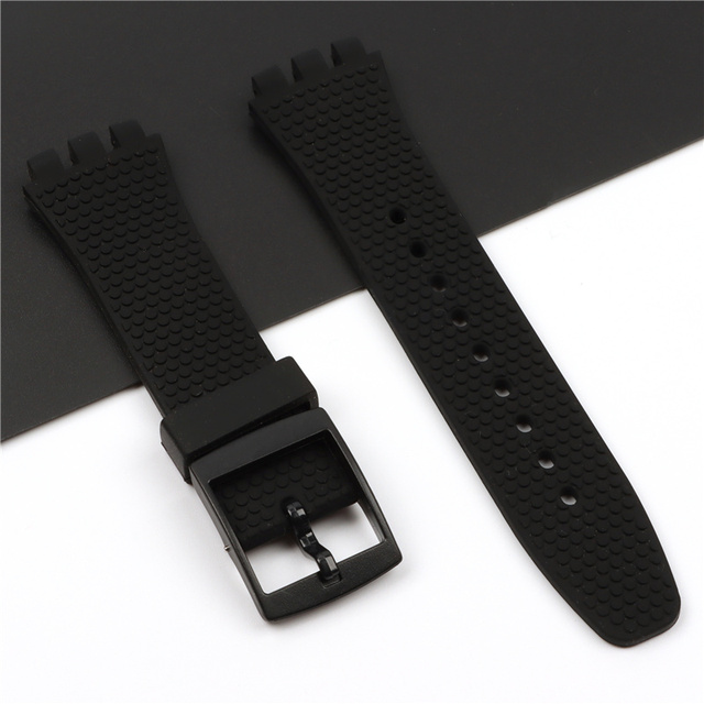 20mm silicone strap female pin buckle watch accessories for swatch SUSB400 SUSW402 men's sports waterproof bracelet watch band