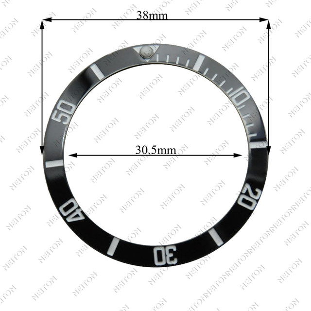 NEITON 38mm Ceramic Bezel GMT & Diving Watch Insert for 40mm Men's Watch Watches Replacement Watch Accessories Simple Dial Watch Bezel Ins