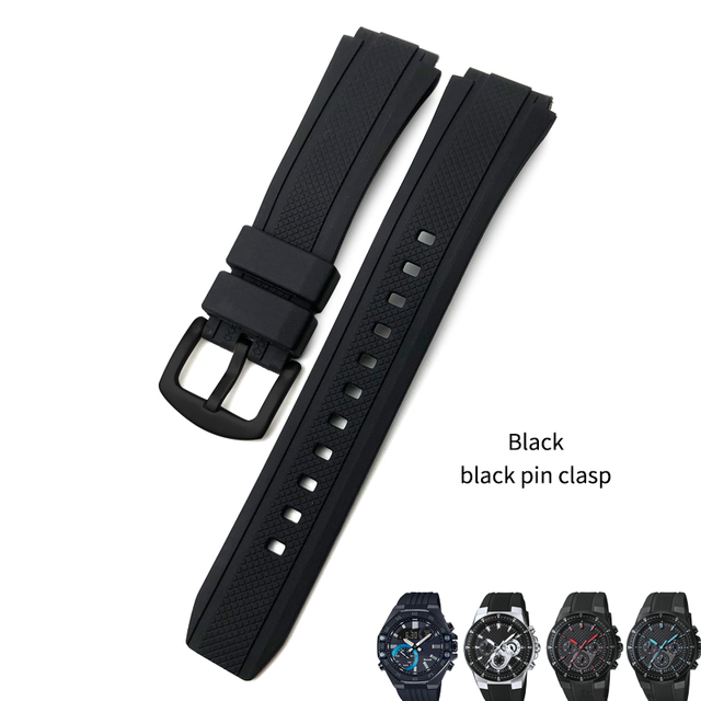 25mm*20mm Rubber Watchband Replacement for Edifice Series EF-552 Waterproof Sport Watch Strap Silicone Steel Clasp Free Tools