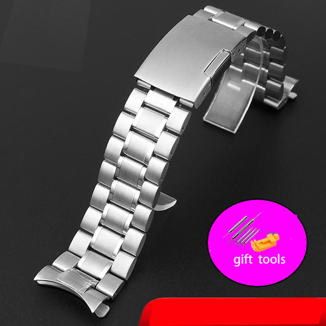 Universal arc mouth watchband for casio wristband EF-540 bem501/506 efb-660 ecb900 stainless steel watch chain 20mm 22mm man strap