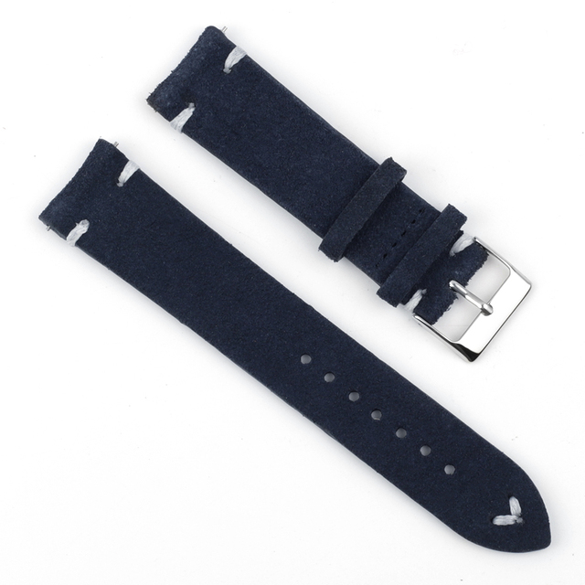 High Quality Suede Leather Antique Watch Straps Blue Watchbands Replacement Strap For Watch Accessories 18mm 20mm 22mm 24mm