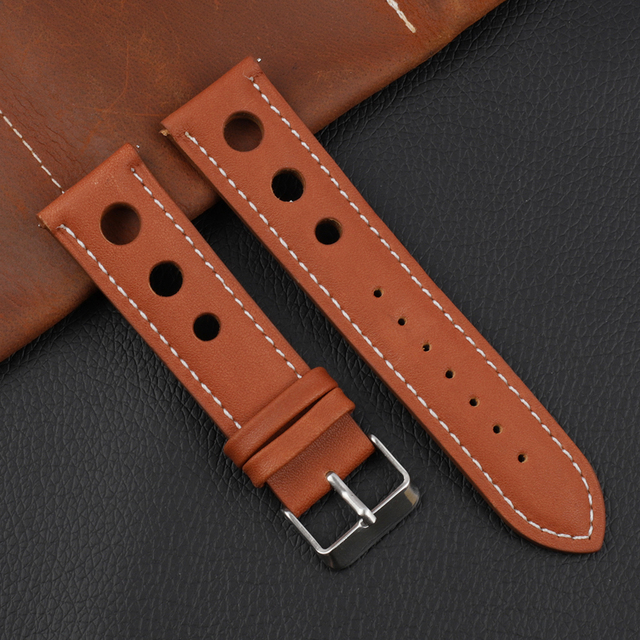 Onthelevel Leather Watchband 18mm 20mm 22mm 24mm Black Brown Coffee Racing Strap Handmade Stitching Quick Release Watch Strap