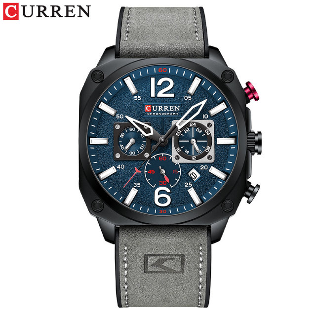 CURREN New 8398 Men's Watch Fashion Waterproof Male Multifunction Chronograph Leather Watch Six Needle Calendar Quartz Watches