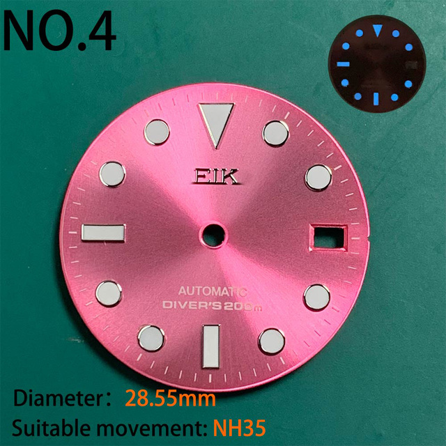 Nh35 watch double dial new C3 luminous modified craft watch skx007 SKX006 small millimeter 28.5mm abalone nh35 universal