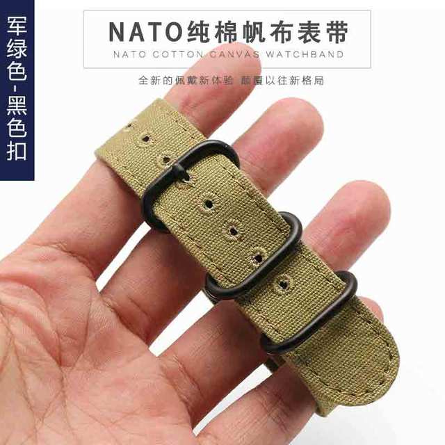 High Duty Quality Watchband 20mm 22mm 24mm 26mm Black Army Green Zulu NATO Nylon Canvas Canvas Watch Strap Black Silver Buckle