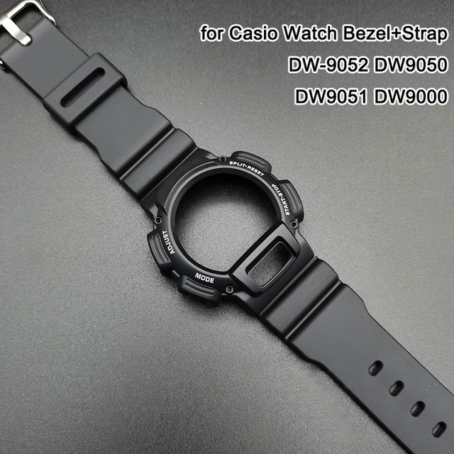 Watch Strap/Bezel for CasioDW-9000 DW9050 DW9052 Resin Bracelet Black Red Word