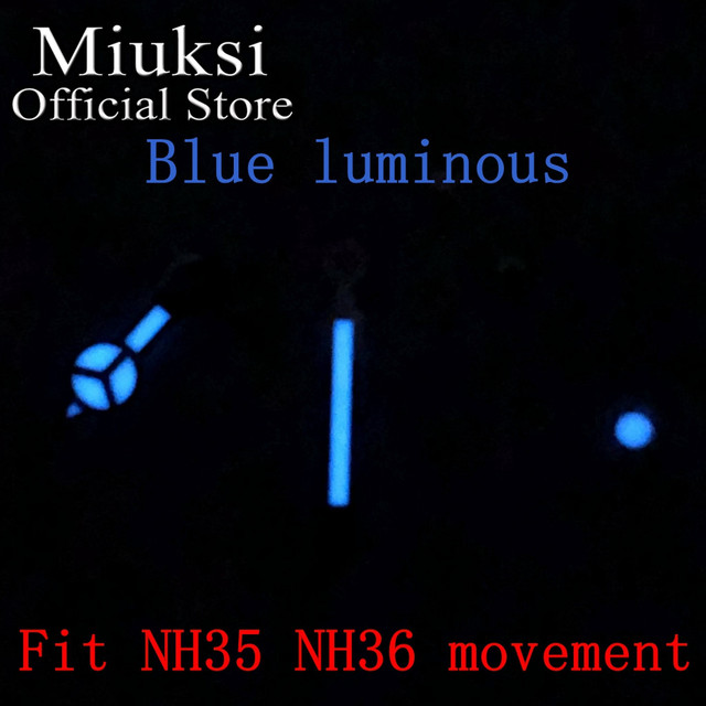 Miuksi Watch Silver Hands Green Blue Luminous Hands Fit NH35 NH36 ETA2824 2836 Miyota8205 8215 821A Mingzhu DG2813 3804 Movement