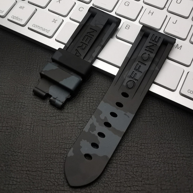 Top quality 22mm 24mm gray green red blue camo silicone rubber watchband for Panerai strap for PAM111/441 watch band