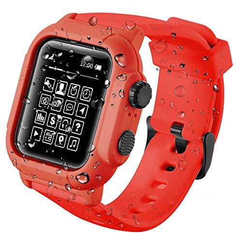 Case + Strap for Apple Watch 6 5 4 SE 44mm Sport Silicone Strap IP68 Waterproof Anti-drop Protective Cover for iwatch 3 2 1 42mm