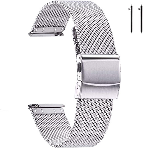 Stainless steel mesh watch band for men women, quick release mesh watch straps 16mm 18mm 19mm 20mm 21mm 22mm