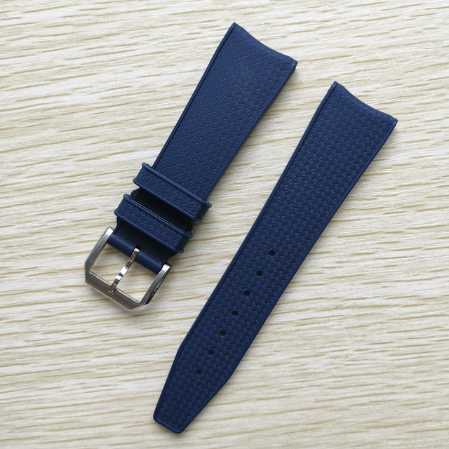 22mm Black Blue Rubber Silicone Watchband Watch Strap For IWC Pilot Portuguese IW323101 Bracelet Strap With Pin Buckle Tool Free