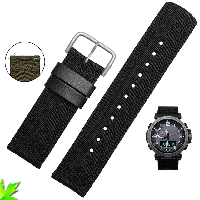 For Casio PRG-600YB PRG-650 PRW-6600 GA2000 Nylon Strap Waterproof Wrist Watch Band Nylon Bracelet Watch Band Longer Strap 24mm