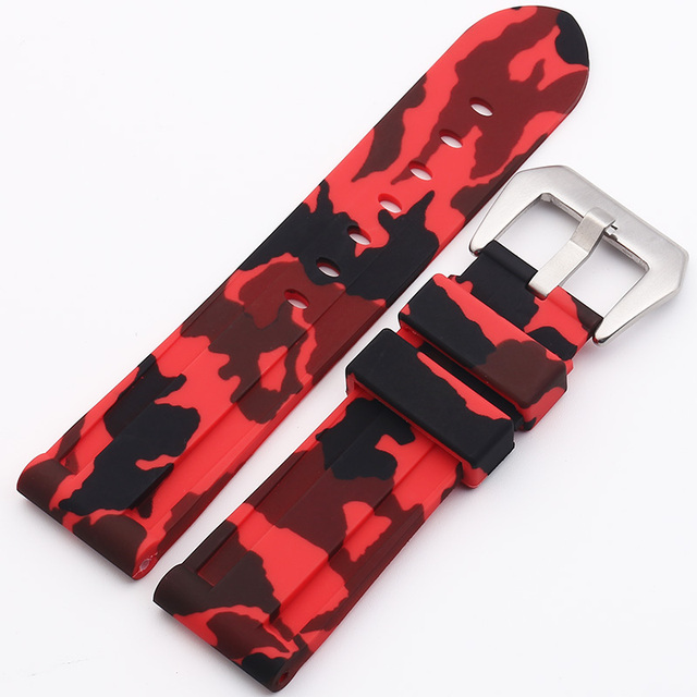Universal 22mm 24mm 26mm Camouflage Colorful Rubber Watch Band for Men Watch Strap for Samsung Gear S3 Classic Panerai