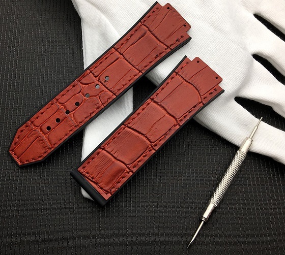 25*17mm Real Cow Leather With Rubber Silicone Watchband Watch Band For Hublot Strap For Big Bang Accessories Belt Buckle Logo On