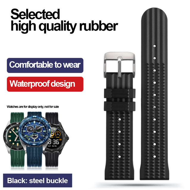 For Seiko IWC Watch Silicone Watches Sharkey MM300 SBDX001 6105 Waterproof Bracelet Soft Rubber Waffle Strap 20mm 22mm