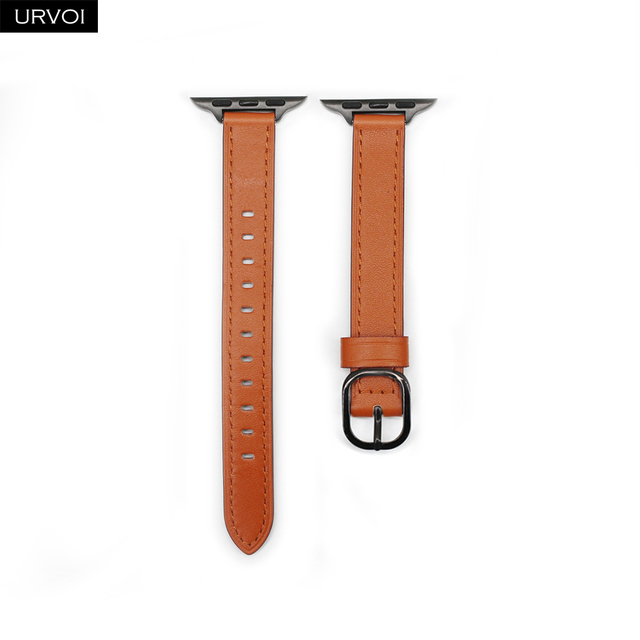 URVOI Band for Apple Watch Series 7 6 SE 5 4 321 Genuine Leather Strap for iWatch Slim Wristwatches Modern Design 14mm Width Girl Strap