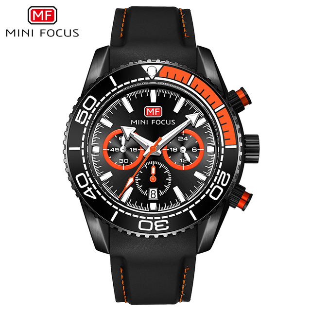 Fashion Men's Watches Multifunction Water Resistant Sport Wristwatches Luxury Quartz Luxury Brand Black Silicone Strap