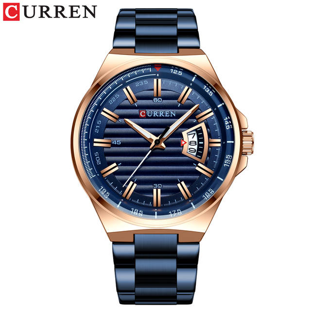 CURREN Fashion Auto Date Stainless Steel Watch For Men Luxury Business Quartz Watch Men Sport Waterproof Male Clock