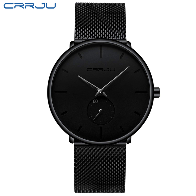 Fashionable Quartz CRRJU Men's Watches Luxury Fashion Slim Mesh Water Resistant Watches