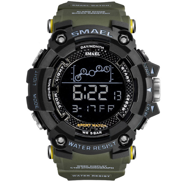 SMAEL Military Watch Men Water Resistant Army Sport Watch led Digital Wristwatch Male Stopwatches 1802 relogio masculino watches