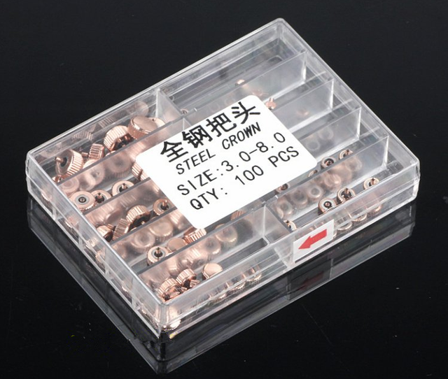 100pcs stainless steel watch crowns different sizes 3.0-8.0mm for watch repair