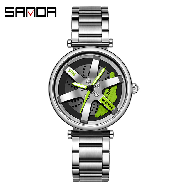 SANDA New Fashion Rotate Wheel Pattern Women's Watch Stainless Steel Waterproof Quartz Watch for Women Luxury Relogio Feminino