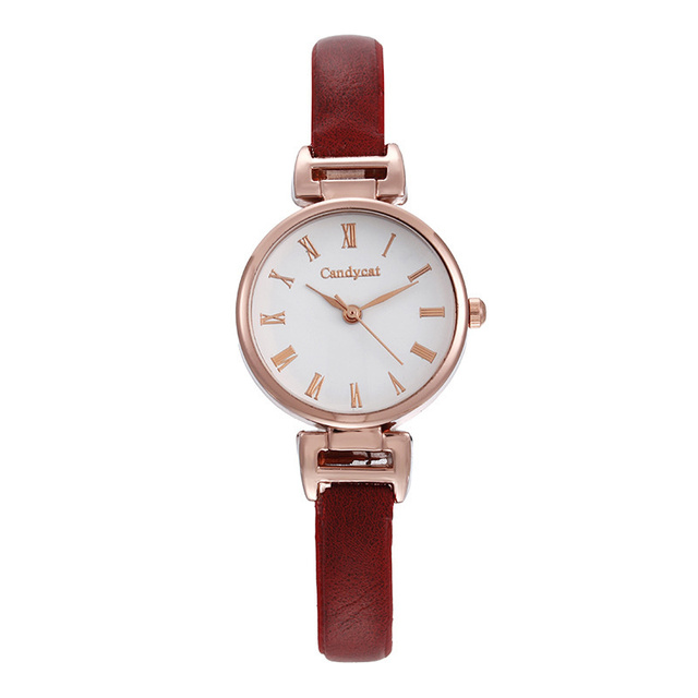 Casual and versatile little fresh Roman lady quartz watch leisure small leather fine strap student watch