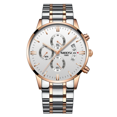 NIBOSI Fashion Watches Mens Top Brand Luxury Watches Rose Gold Waterproof Relogio Masculino Stainless Steel Quartz Wristwatch