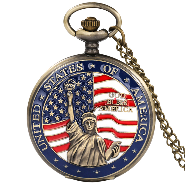 New Bronze Luxury Quartz Pocket Watch Men With Chain Dripping Glue US Chain American Eagle Valentine's Day Gift for Boyfriend