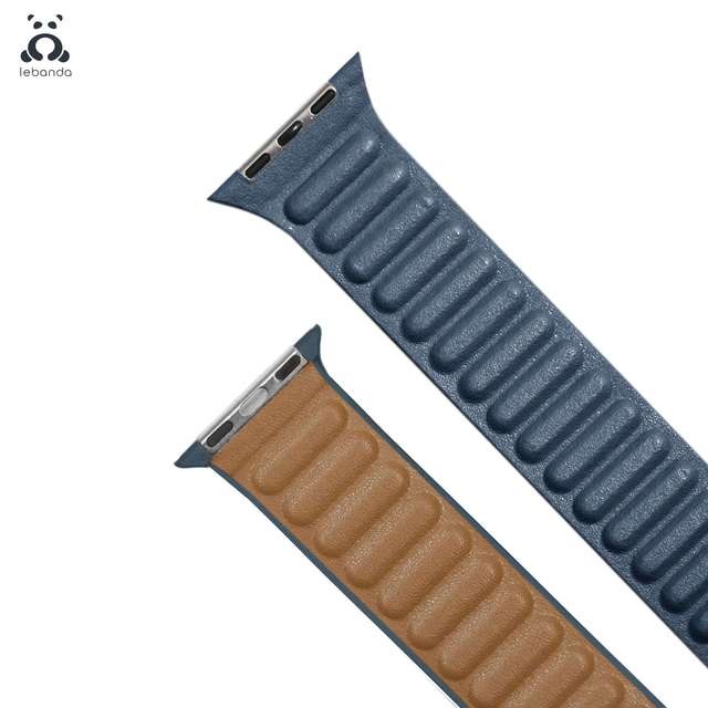 Lebanda Leather Series Strap For iwatch Series 7 6 SE 5 4 3 2 1 Apple Watch Strap Brown Back Two Colors Strap With Magnet Buckle