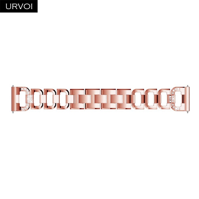 URVOI Band for Galaxy Watch Active 42 46mm S3 D Style Stainless Steel Strap Cuff Fold Over Clasp Zircon Quick Release Pins Wrist