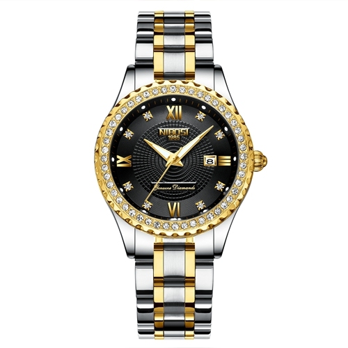 NIBOSI - Women's Gold Watch, Innovative Steel Band, Water Resistant, Female, 2020