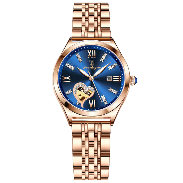 POEDAGAR Women Watches Fashion Rose Gold Stainless Steel Stain Ladies Watch Waterproof Quartz Wristwatch Romantic Girlfriend Gift