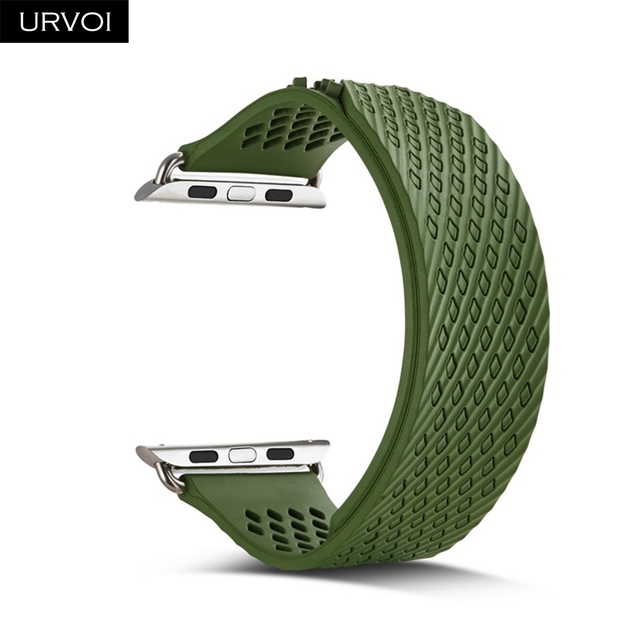 URVOI Fluorelastomer Band for Apple Watch Series 7 6 SE 5 432 Strap for iWatch Soft Silicone Replacement Sport Band No Buckle