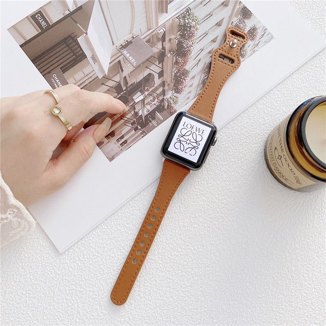 Fashion Leather Band for Apple Watch 40 44mm Slim Waist Watch Band 38 42mm for iWatch Series 6 5 4 3 2 1 SE Accessories Strap