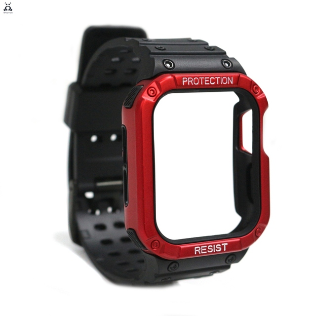 Silicone Strap for Apple Watch Series 7 6 SE 5 4 3 2 1 Shock Resistant Bumper Modern Design Frame Strap for iWatch 41 45mm