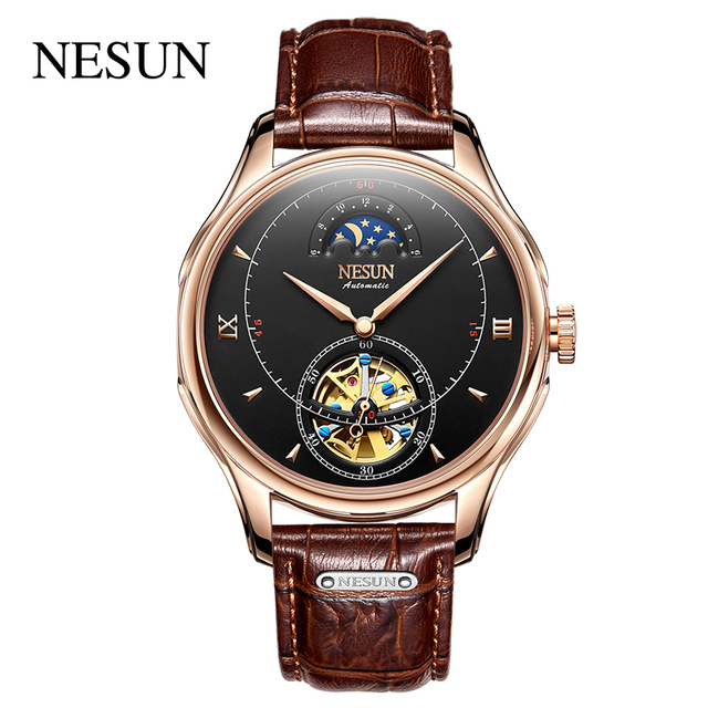 NESUN Automatic Mechanical Watch Luxury Fashion Sport Tourbillon Wristwatch Men Waterproof Hollow Out Energy Storage Clock