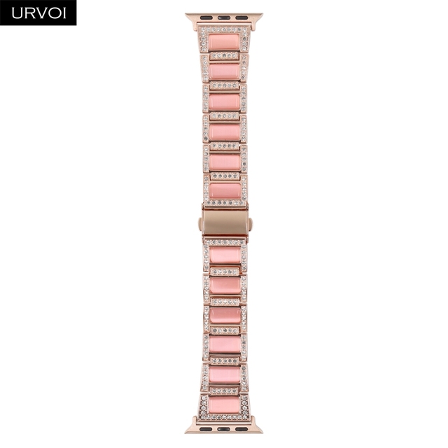 URVOI Metal Strap for Apple Watch Series 7 6 SE 5 4 3 2 1 Band for iwatch strap with Opal Luxury Glitter Shiny Stone 40mm 44mm